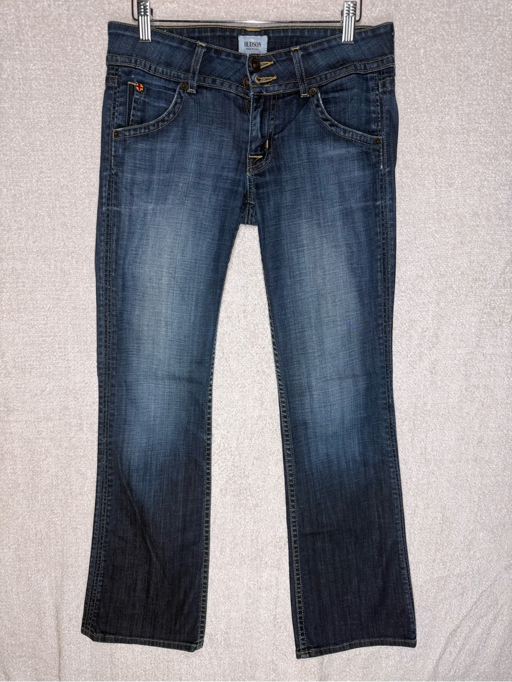 Hudson Signature Petite Bootcut Jeans Women's 27 Dark Wash Blue Flap Pocket